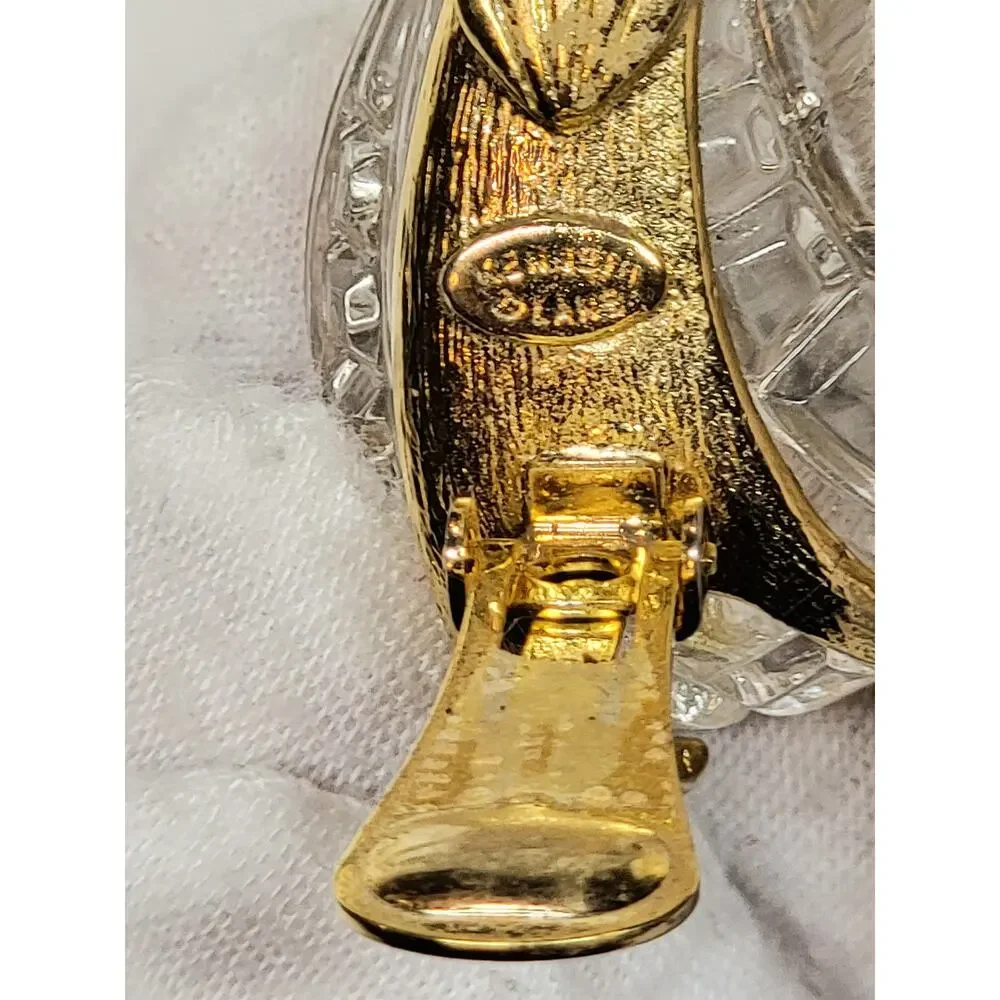 VTG Kenneth Jay Lane KJL Gold Clear Crystal Teardrop Clip On Earrings Statement - Picture 5 of 7